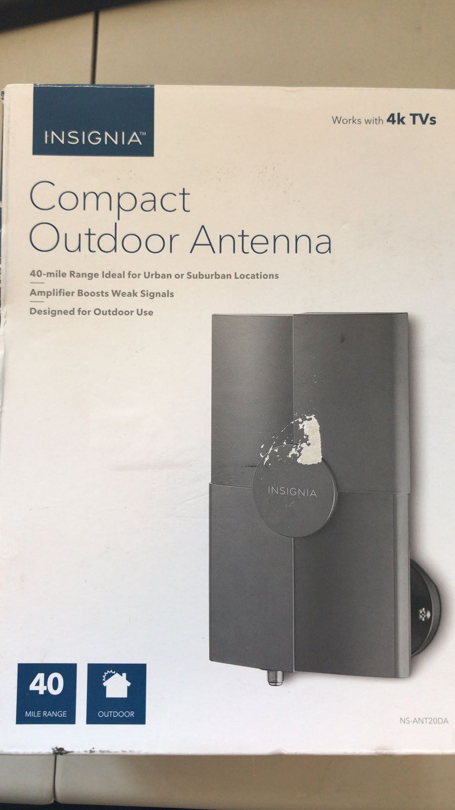 Insignia NSANT20DA Outdoor Amplified TV Antenna Gray 600603222146 eBay