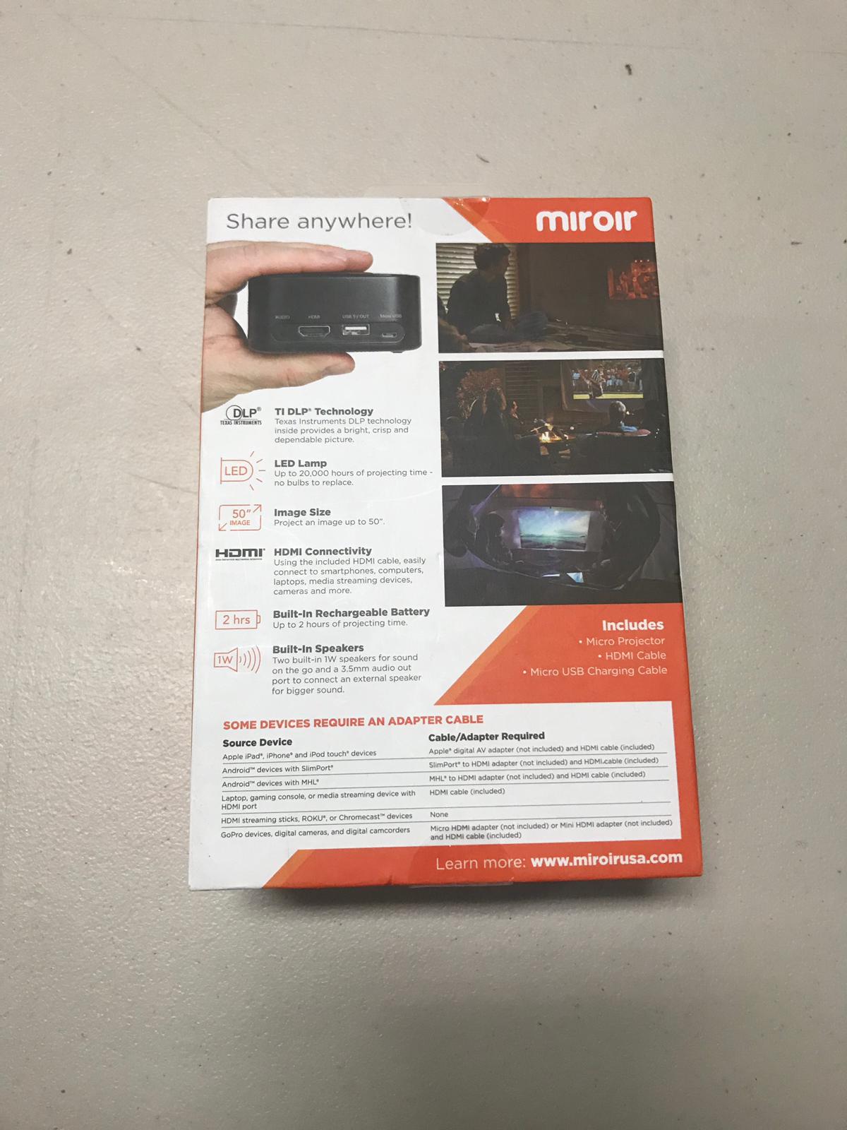 miroir micro projector m20 specs