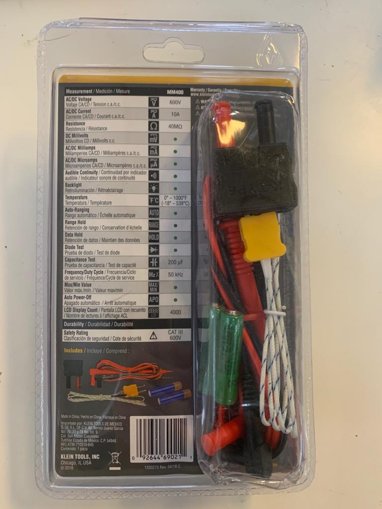 Brand New Klein Tools MM400 Digital Multimeter, Auto-Ranging, 600V