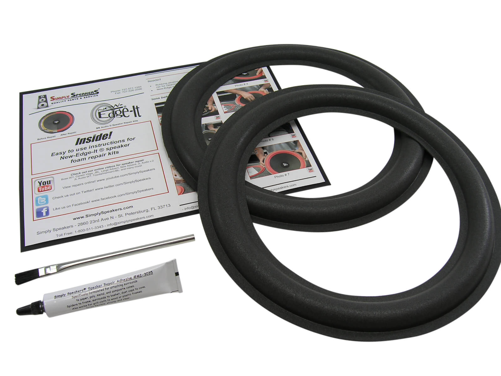 Springfield Speaker 10" Subwoofer Foam Surround Edge Repair Kit - 4 Speaker Kit - Compatible With JL Audio 10W0, 10W3, 10W3v2, 10W4, 10W6