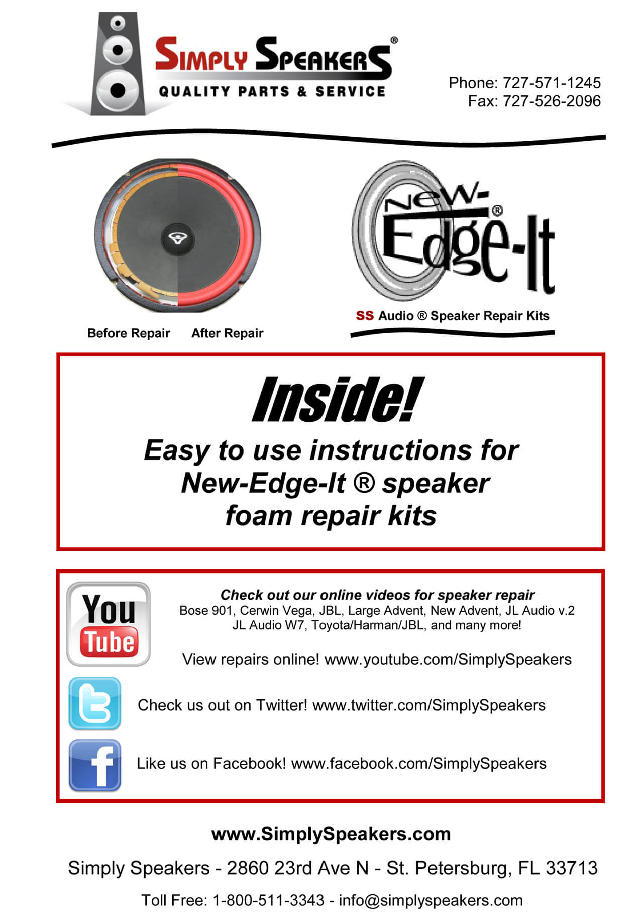 Kenwood LSP 7200 LSP 7000HG SW200 SW32HT SW700 KVS300 8" Foam Kit