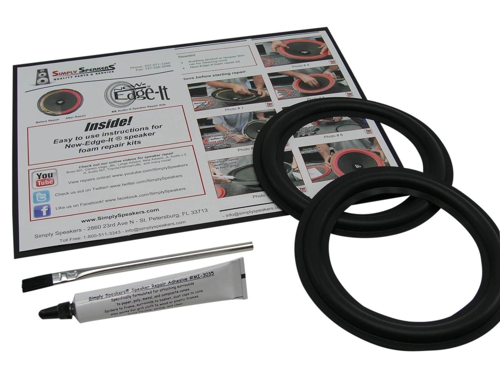 Rubber Edge 6" Speaker Repair Kit for Woofer and Midrange Cone Repair