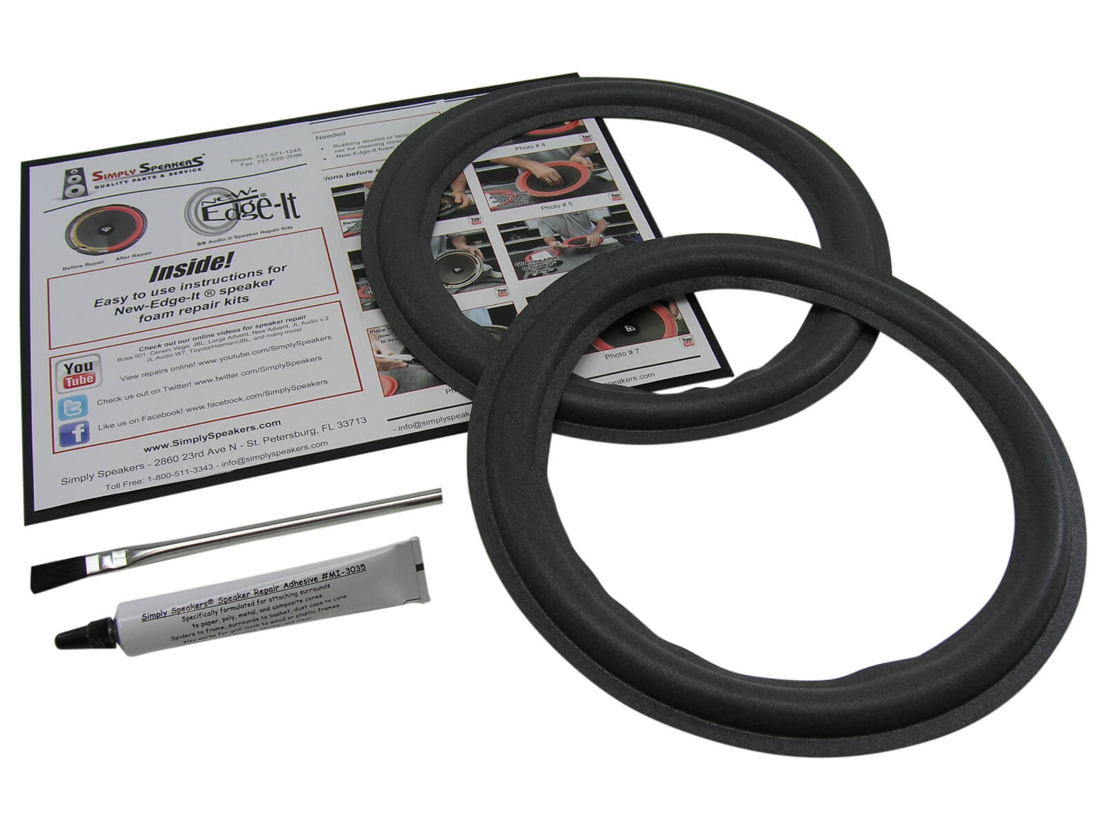 10" Foam Speaker Repair Kit OD 9.5", Cone 7.625", FSK10Ji (PAIR) eBay